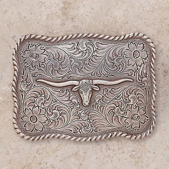 Antiqued Buckle With Longhorn