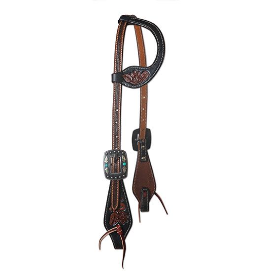 Professional's Choice 1 Ear Black Floral Headstall