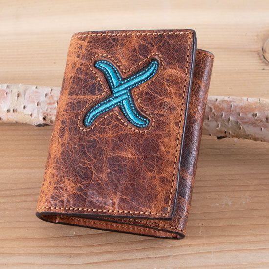 Twisted X Turquoise Logo Trifold Wallet